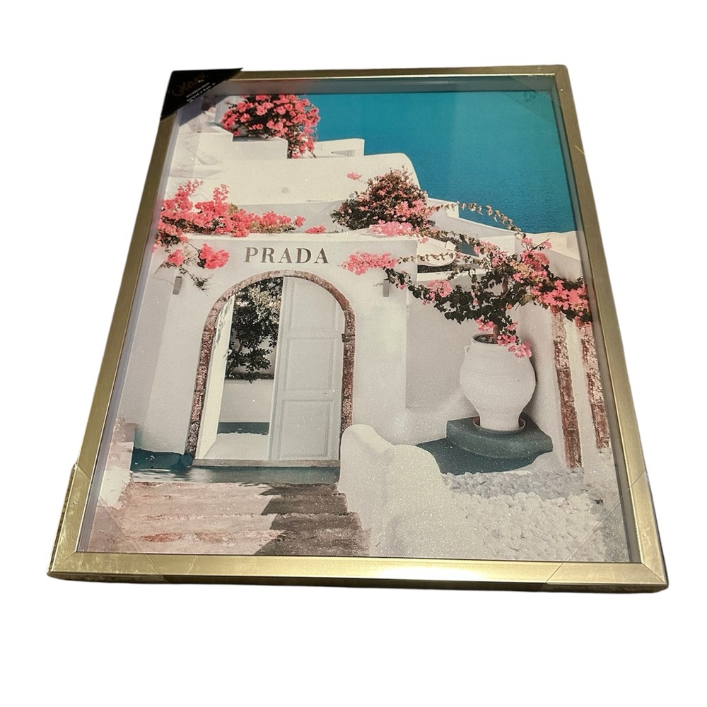 Prada Coastal Print with Pink Bougainvillea and Turquoise Sky